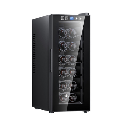 KingChii® 12 Bottles Thermoelectric Wine Cooler Refrigerator Advanced Cooling Technology, Stainless Steel & Tempered Glass For Red Wine, Champagne for Home, Kitchen, or Office