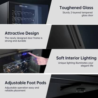 KingChii® 66 Bottles Wine Cooler Refrigerator - Intelligent Digital Control Wine Fridge, Low Noise Operation, Built-in or Freestanding Wine Refrigerator for Home and Kitchen