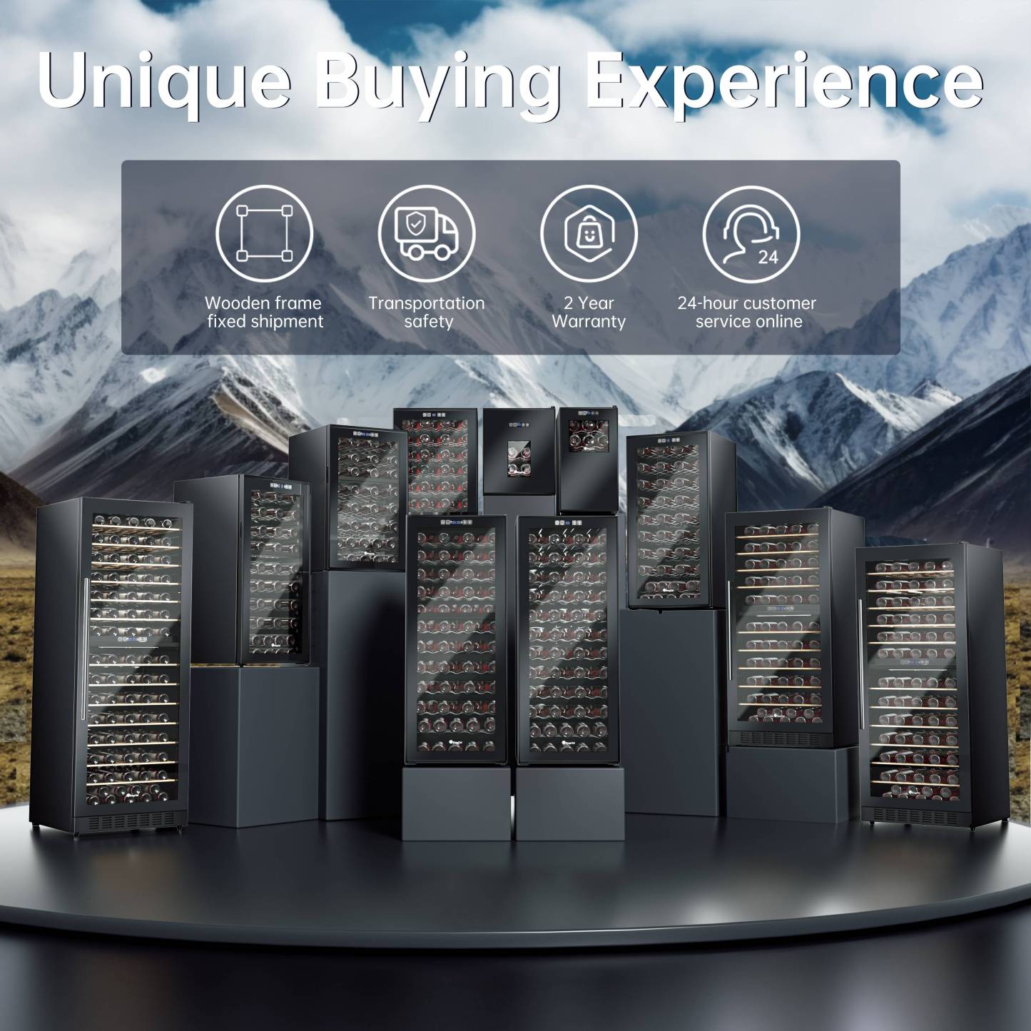 KingChii® 66 Bottles Wine Cooler Refrigerator - Intelligent Digital Control Wine Fridge, Low Noise Operation, Built-in or Freestanding Wine Refrigerator for Home and Kitchen