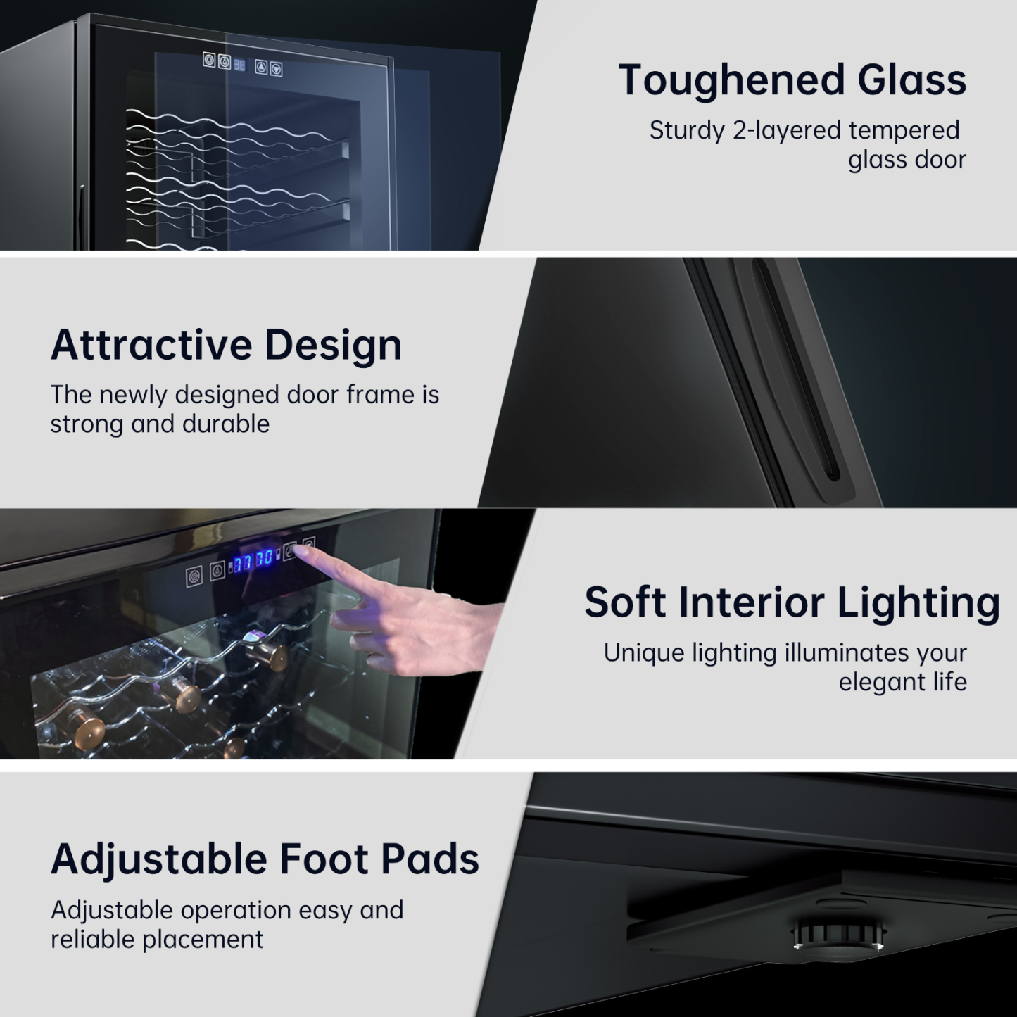 KingChii® 52 Bottles Wine Cooler Refrigerator - Intelligent Digital Control Wine Fridge, Low Noise Operation, Built-in or Freestanding Wine Refrigerator for Home and Kitchen