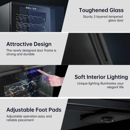 KingChii® 52 Bottles Wine Cooler Refrigerator - Intelligent Digital Control Wine Fridge, Low Noise Operation, Built-in or Freestanding Wine Refrigerator for Home and Kitchen