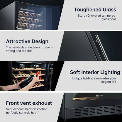 KingChii® 141 Bottles Wine Cooler Refrigerator Dual Zone Wine Fridge with Professional Compressor - Stainless Steel & Tempered Glass, Built-in or Freestanding for Home, Office, Kitchen