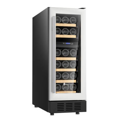 KingChii® 12 Inch 16 Bottles Dual Zone Wine Cooler Refrigerator Professional Compressor, Stainless Steel & Tempered Glass For Red Wine, Champagne - Built-in or Freestanding for Home, Kitchen, or Office
