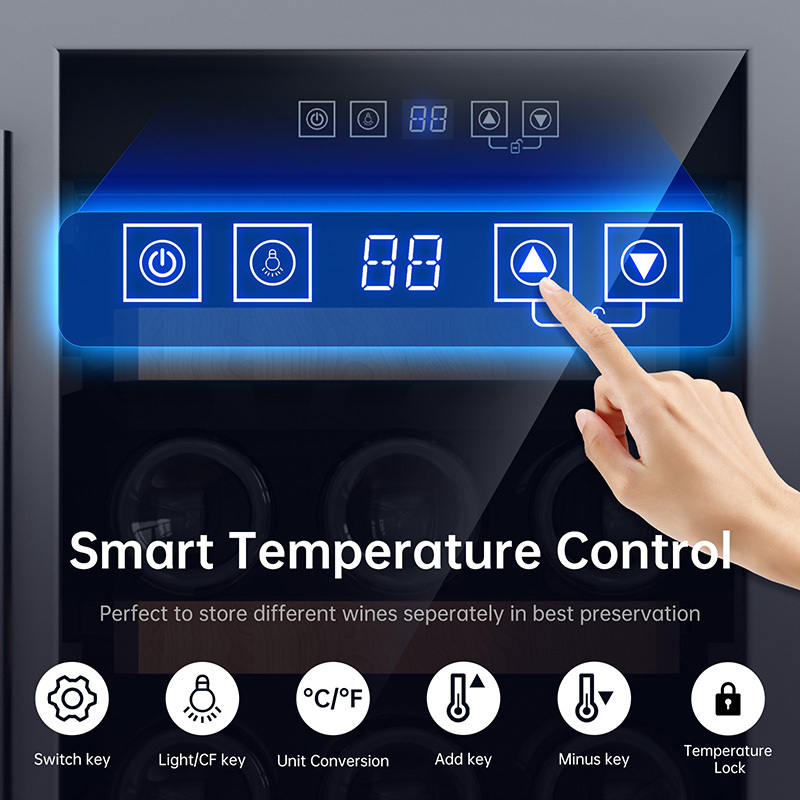 KingChii® 24 Inch 46 Bottles Wine Cooler Refrigerator Professional Compressor, Stainless Steel & Tempered Glass For Red Wine, Champagne - Built-in or Freestanding for Home, Kitchen, or Office