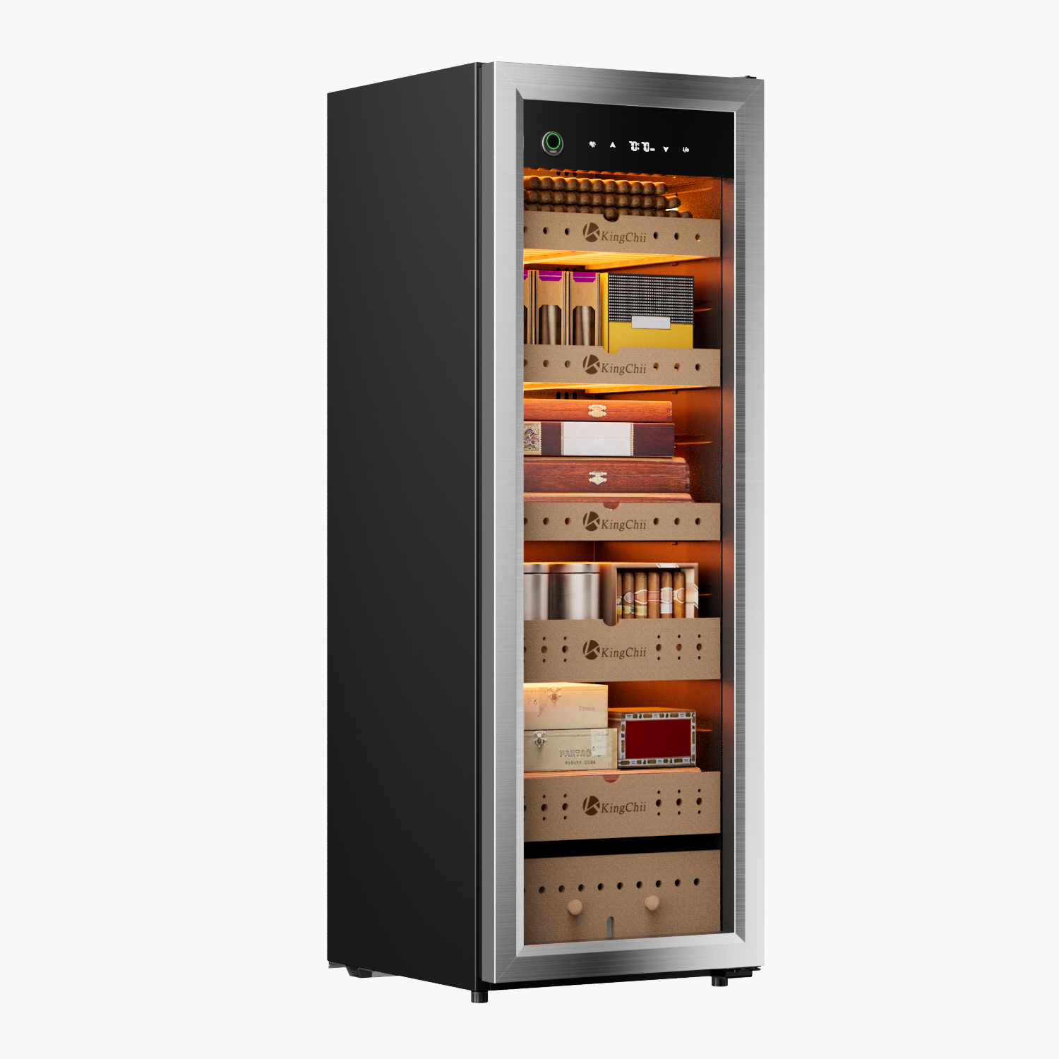 KingChii Pro 160L Electric Cigar Humidor, Temp & Humidity Control, 1300 cigar Capacity-Silver