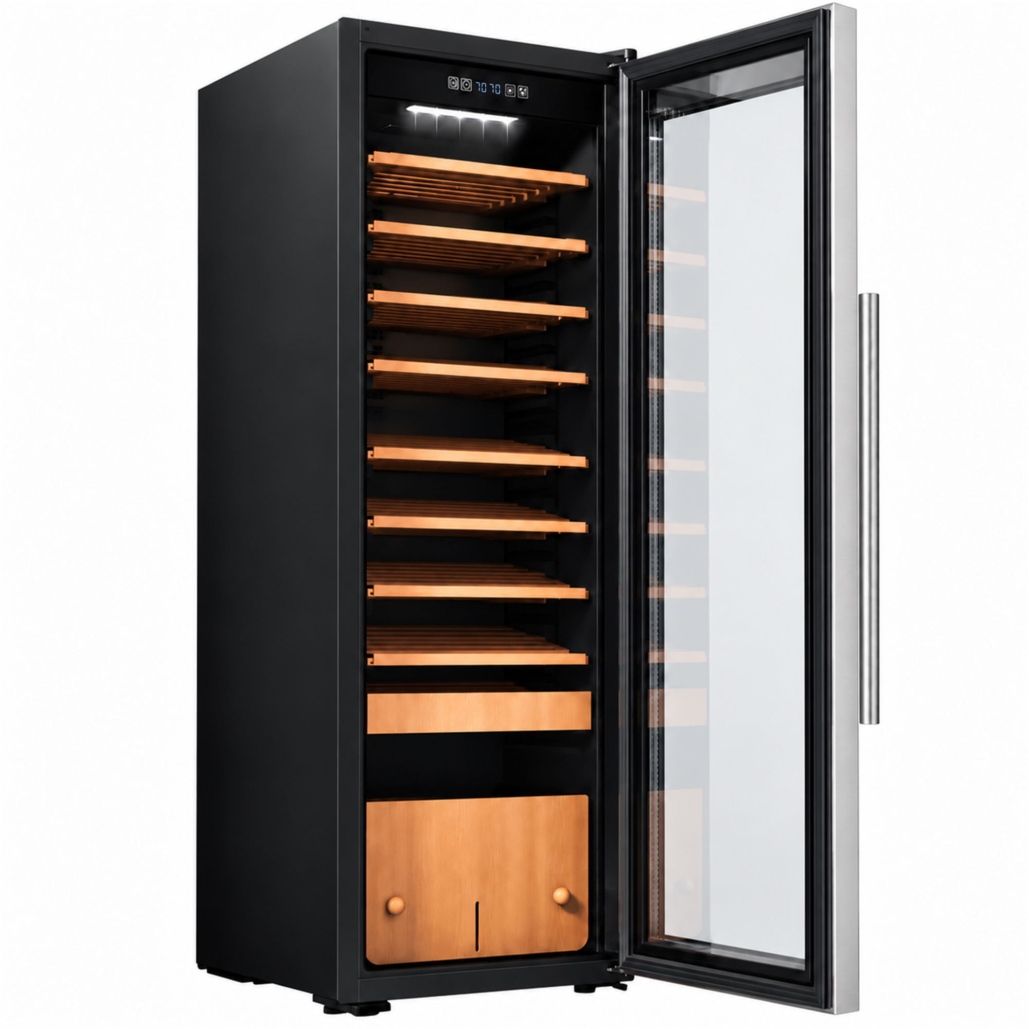 KingChii 130L Upgrade Compressor Temp & Humidity Control Cigar Humidor, 1100-Cigar Capacity 