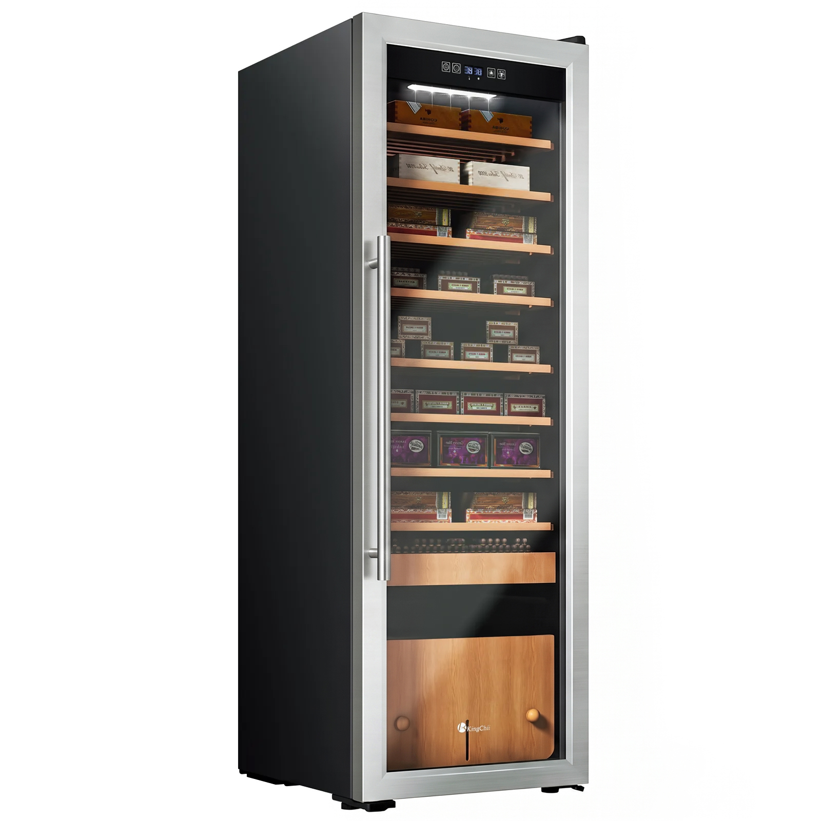KingChii 130L Temp & Humidity Control Cigar Humidor, 1100-Cigar Capacity 