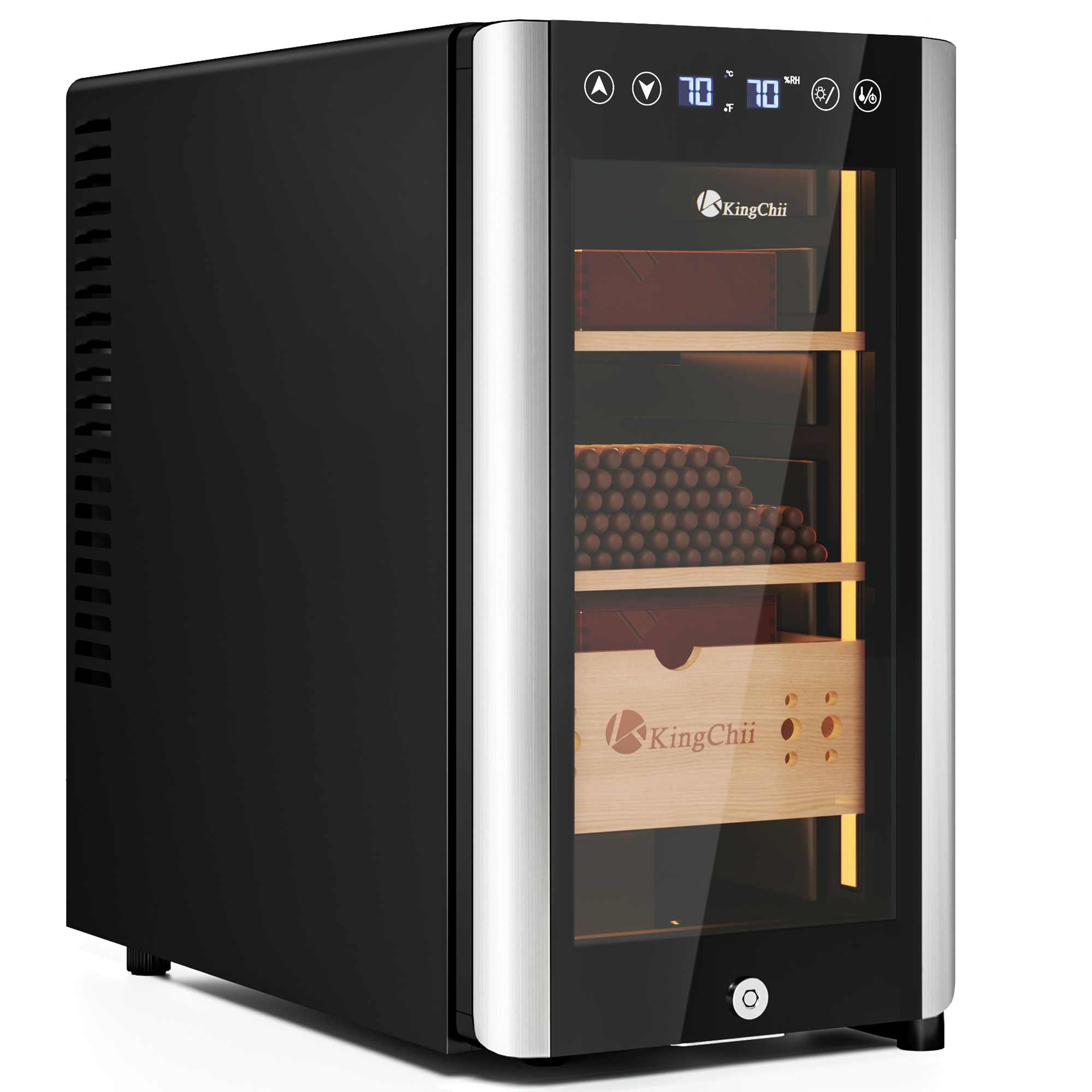 KingChii Pro 25L Thermoelectric Cigar Humidor with Temperature and Humidity Control, 180-Cigar Capacity