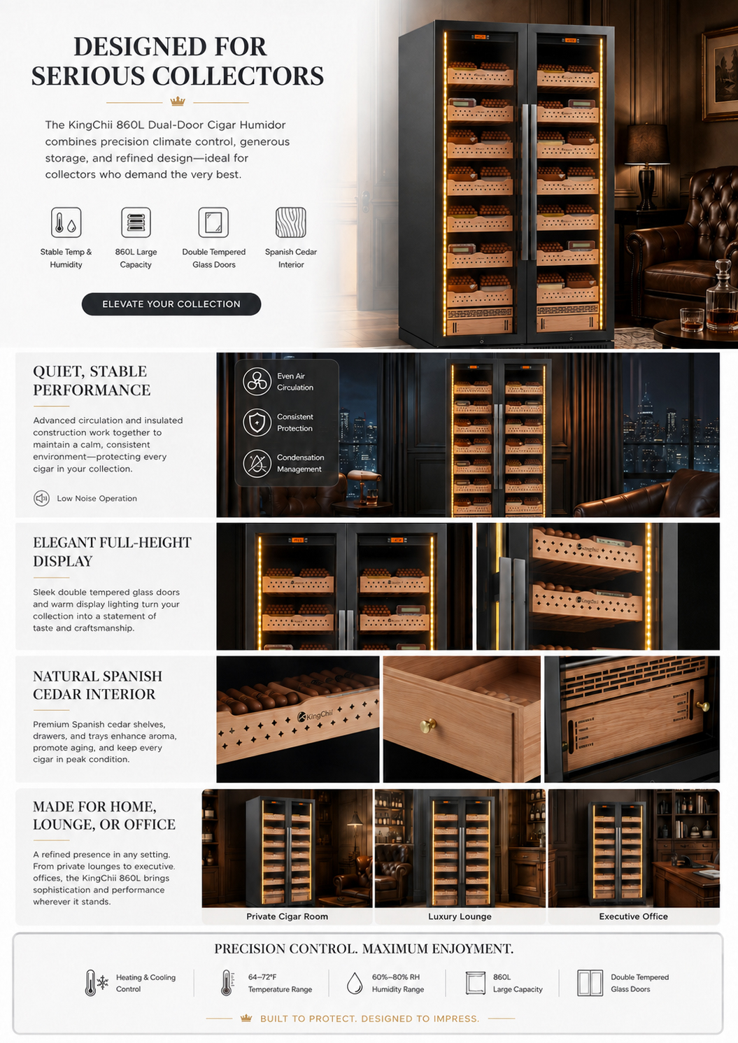 Climate control detail on the KingChii 860L cigar humidor