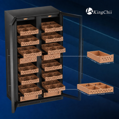Interior storage view of the KingChii 860L cigar humidor