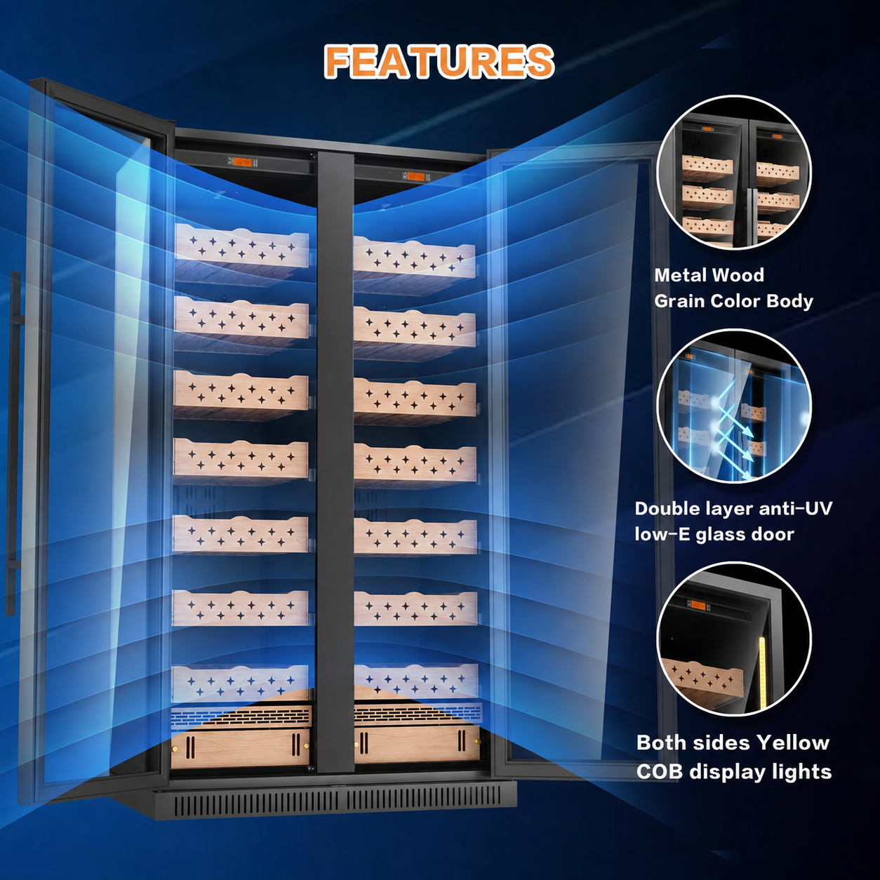 Air circulation feature view for the KingChii 860L humidor