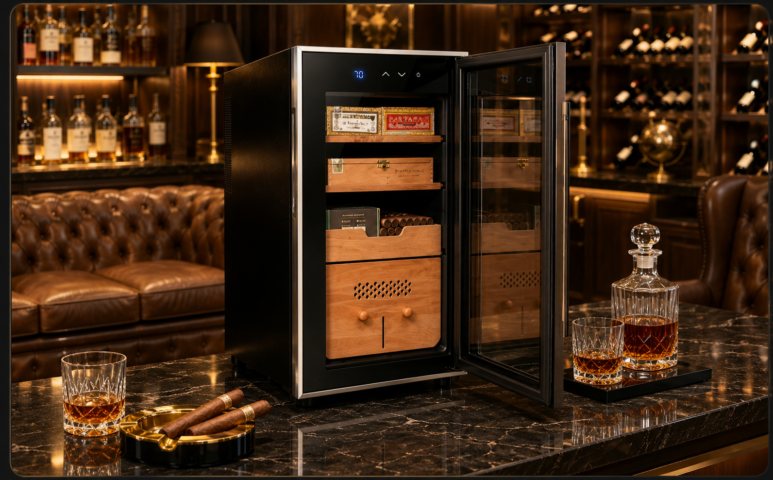 KingChii cigar humidor and wine cooler storage solution