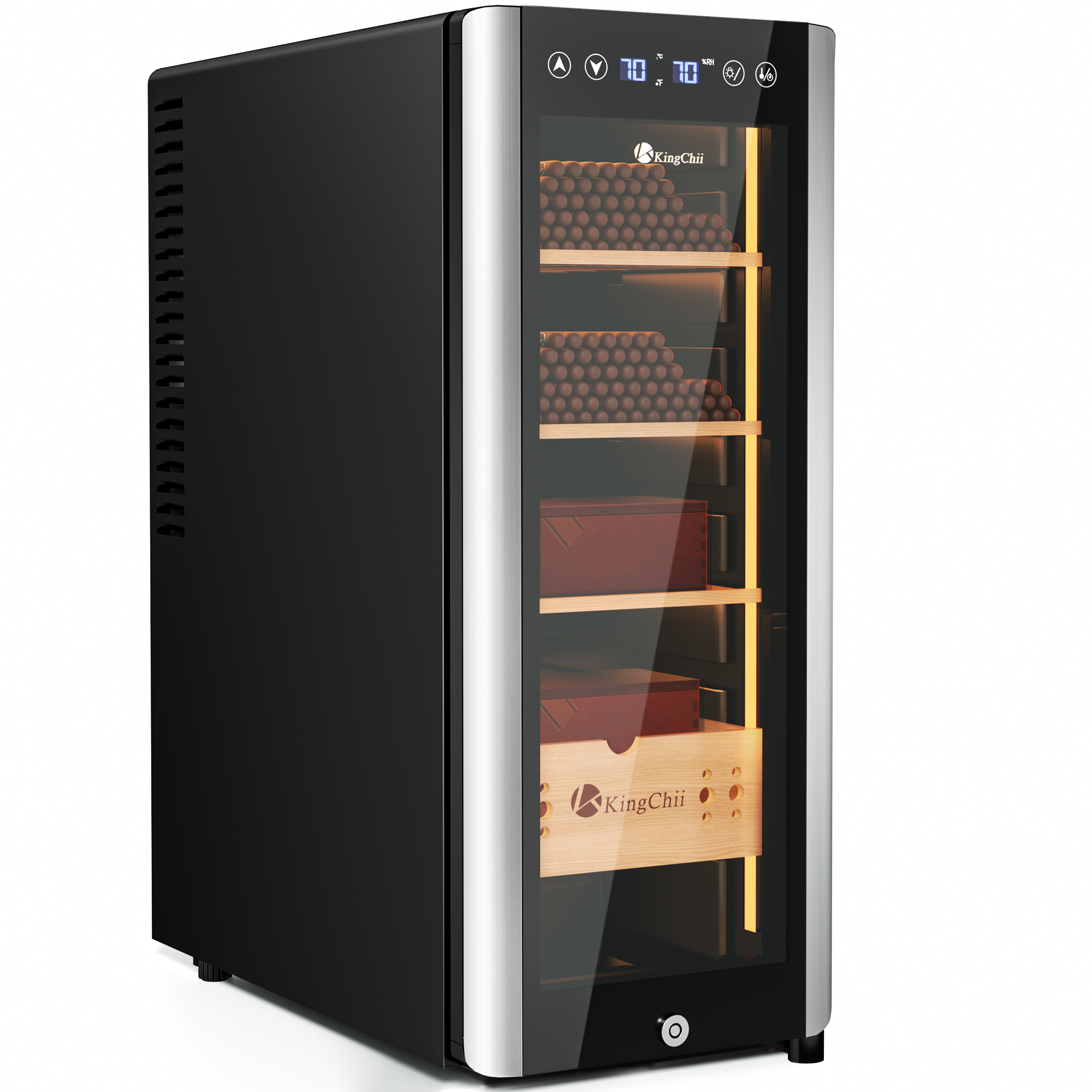 KingChii Pro 35L Thermoelectric Cigar Humidor with Temp & Humidity Control, 250-Cigar Capacity