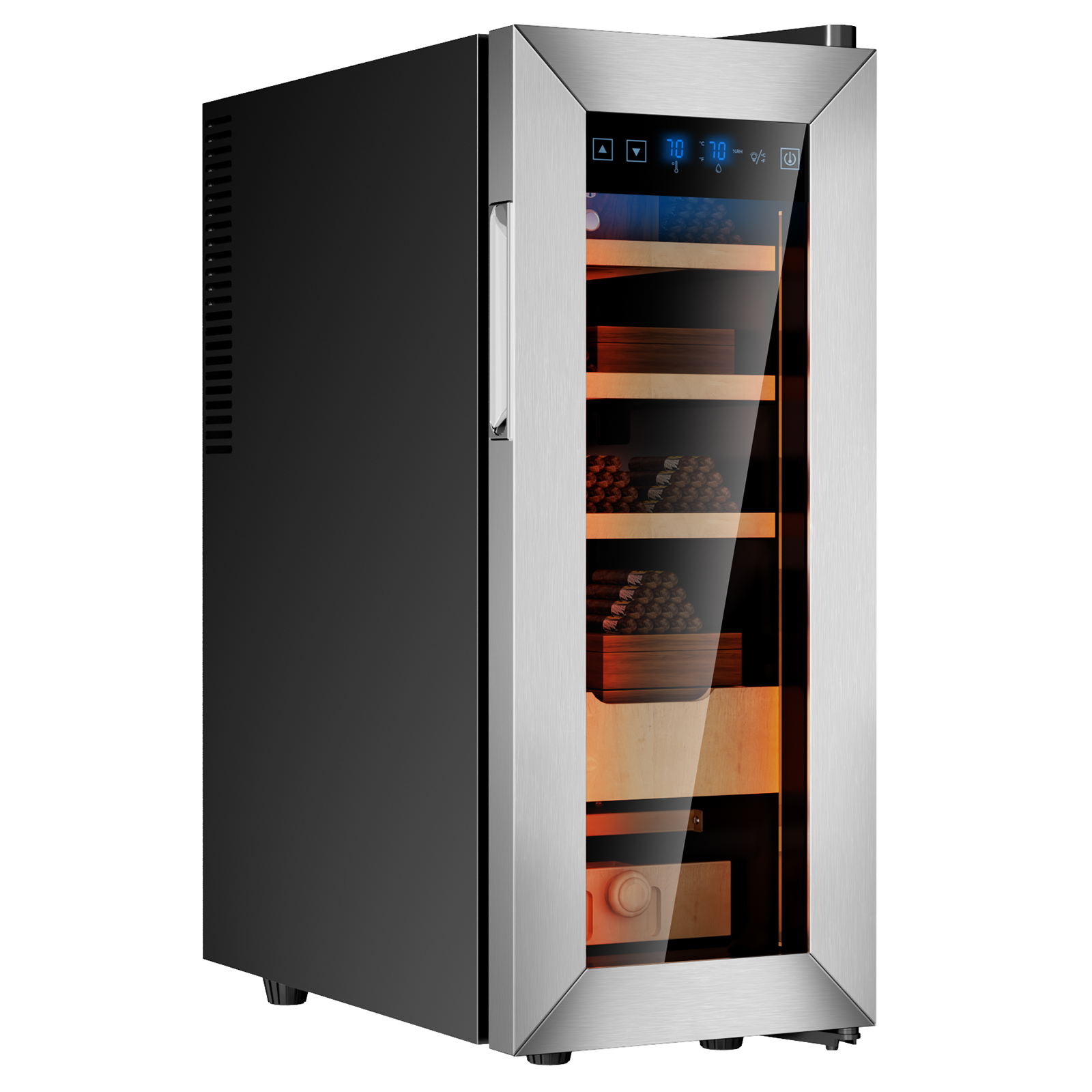 KingChii Upgrade 35L Temperature & Humidity Control Cabinet, Built-in Humidification System with Spanish Cedar Wood Shelves & Drawer Hygrometer Father's Day Gifts For Men