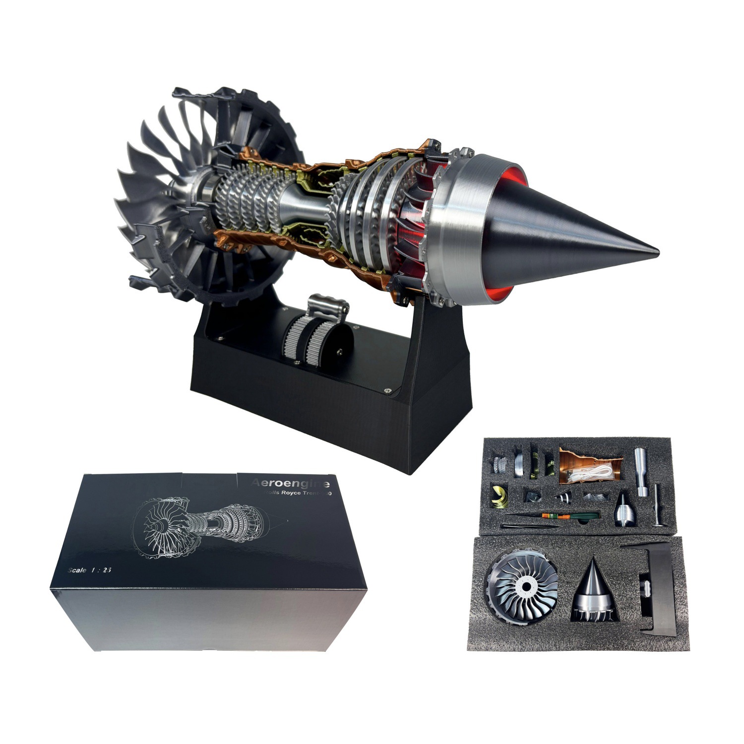 ✈️1/25 Simulation Aircraft Turbojet Engine Rotatable Model