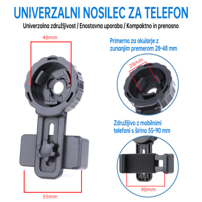 Držalo za telefon za fotografijo (univerzalno, ustreza zunanjemu premeru 28–48 mm)