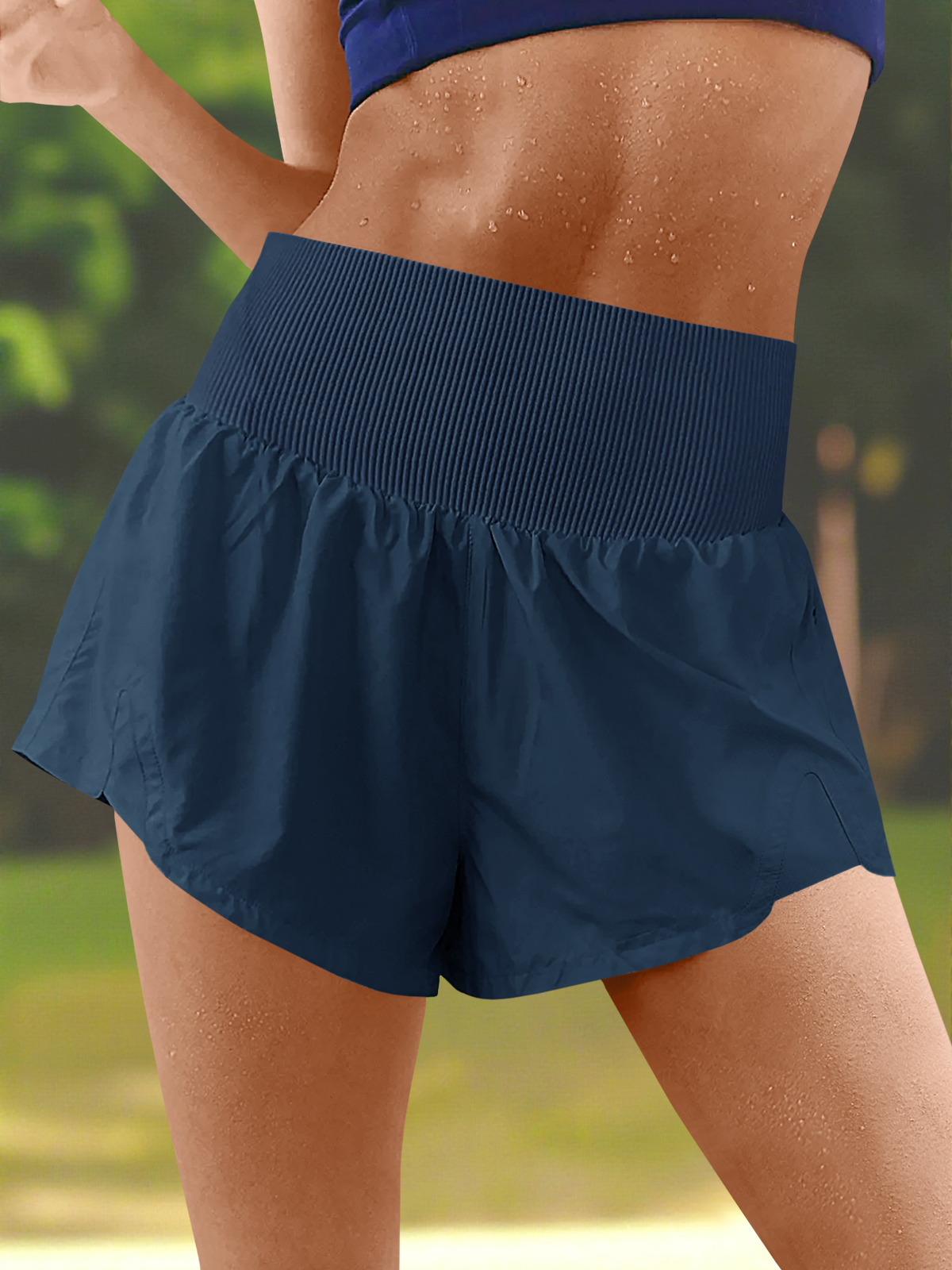 Workout 2 in 1 Elastic High Waisted Loose Active Running Shorts
