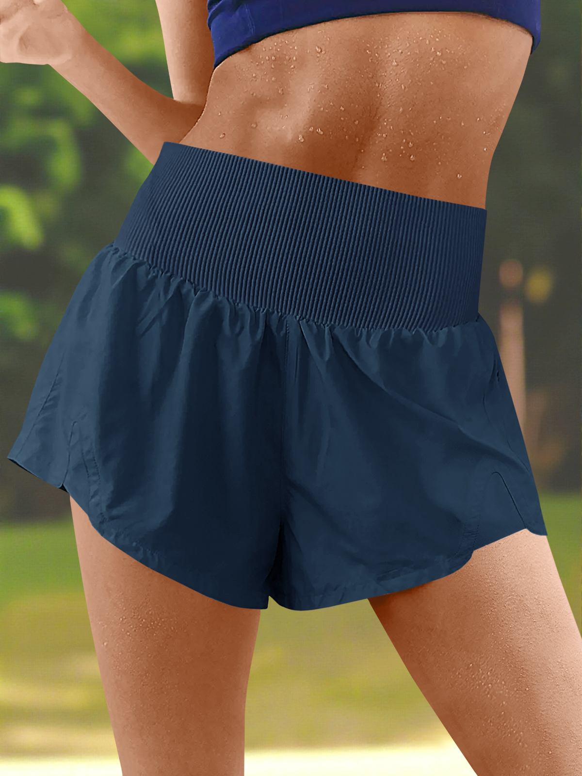 Workout 2 in 1 Elastic High Waisted Loose Active Running Shorts