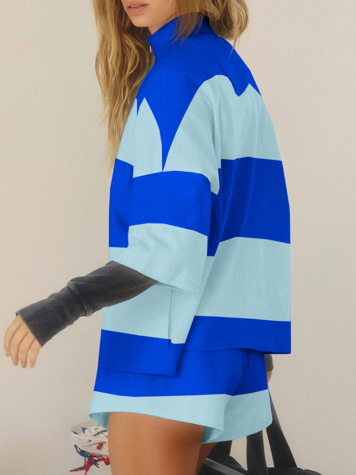 Summer Striped 2 Piece Outfits Workout Shorts Sets Tracksuits