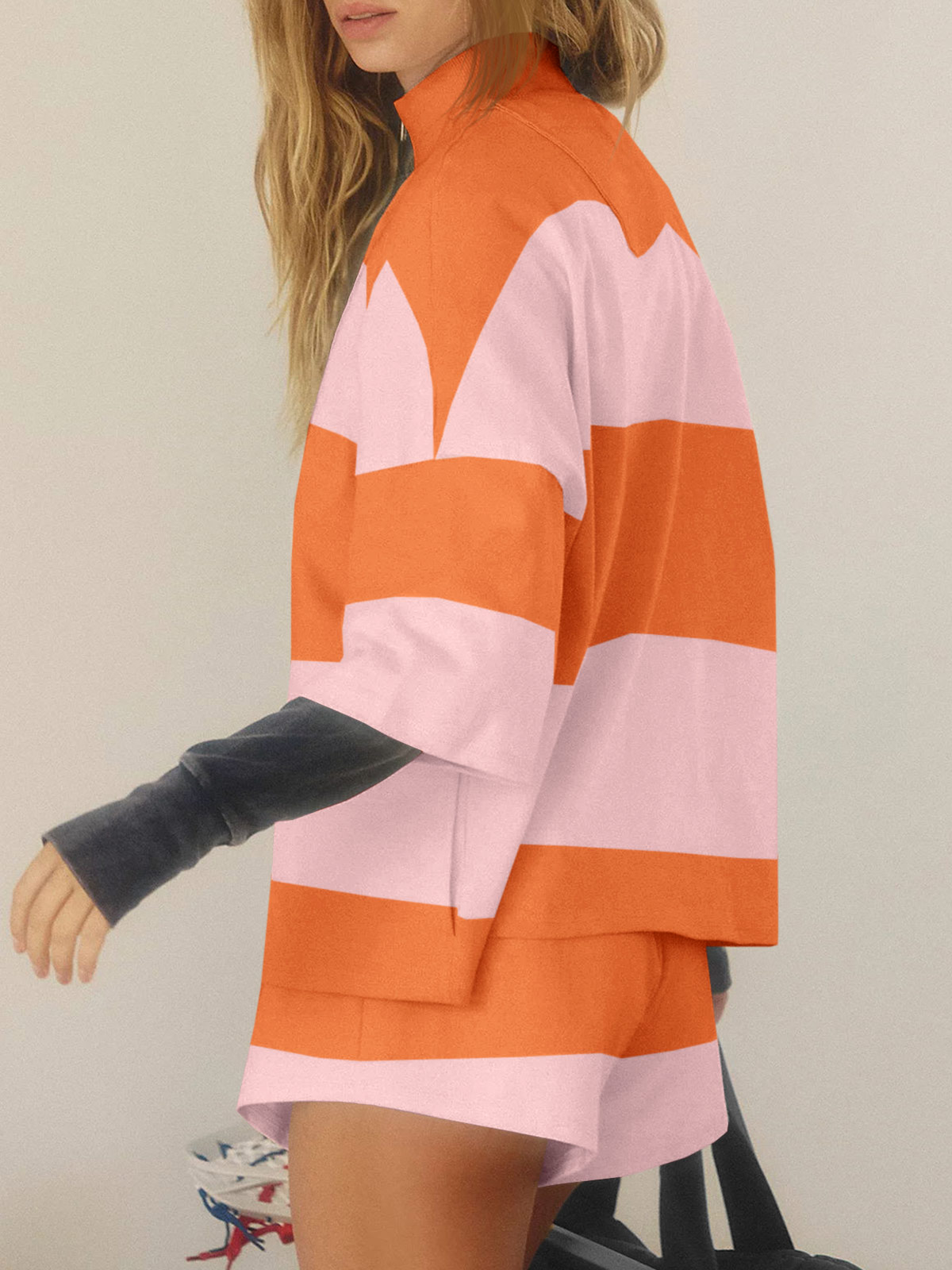 Summer Striped 2 Piece Outfits Workout Shorts Sets Tracksuits