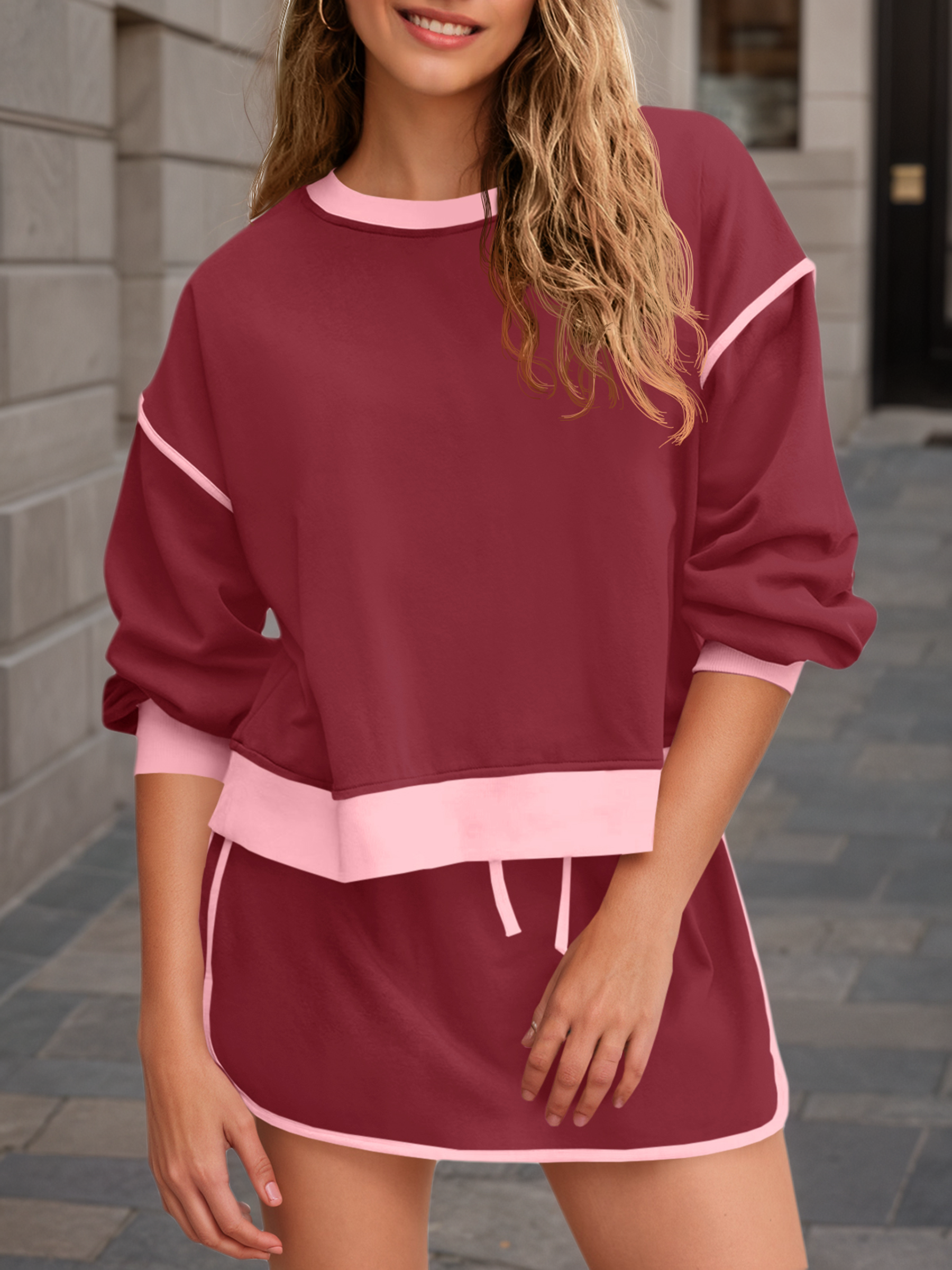 High Waisted Running Skort Skirts Shorts Sets 2 Piece Set