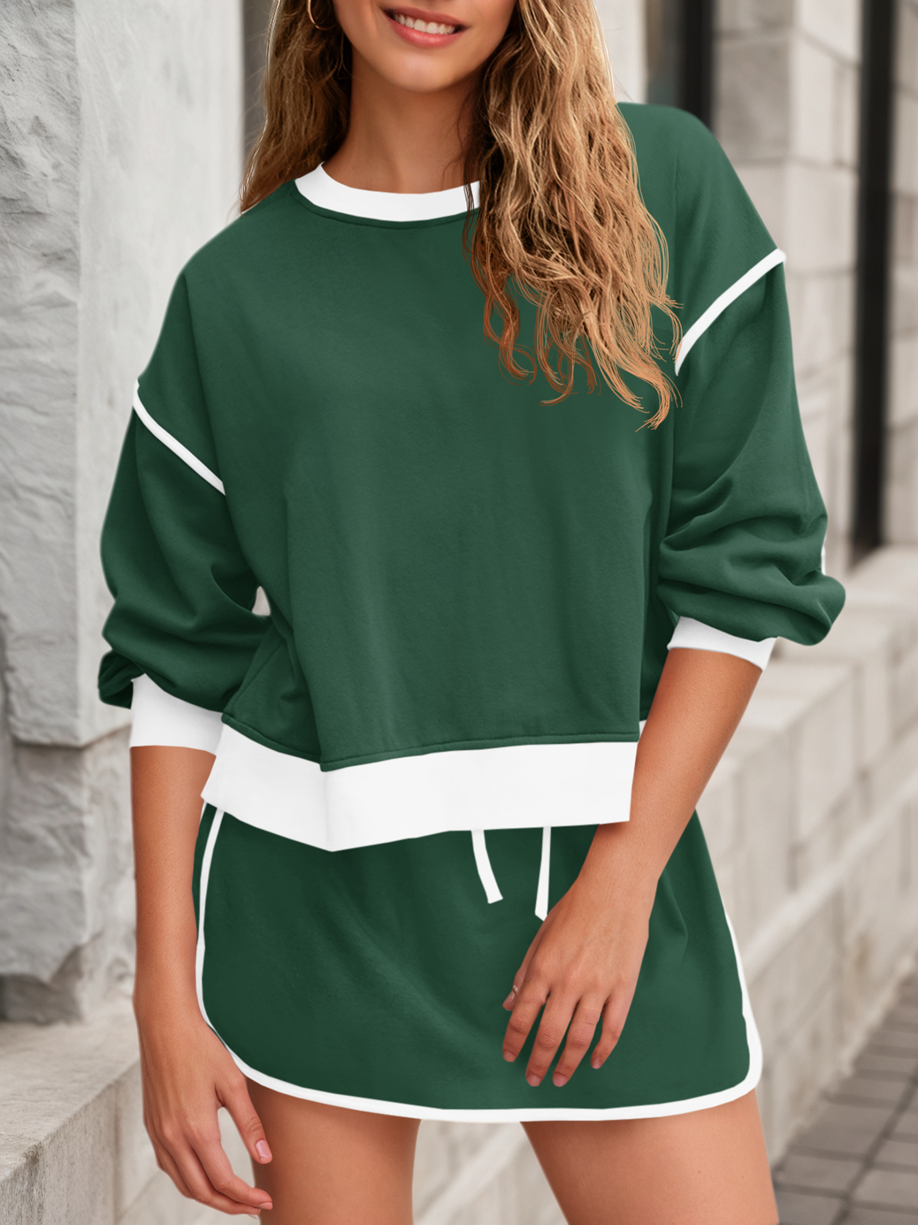 High Waisted Running Skort Skirts Shorts Sets 2 Piece Set