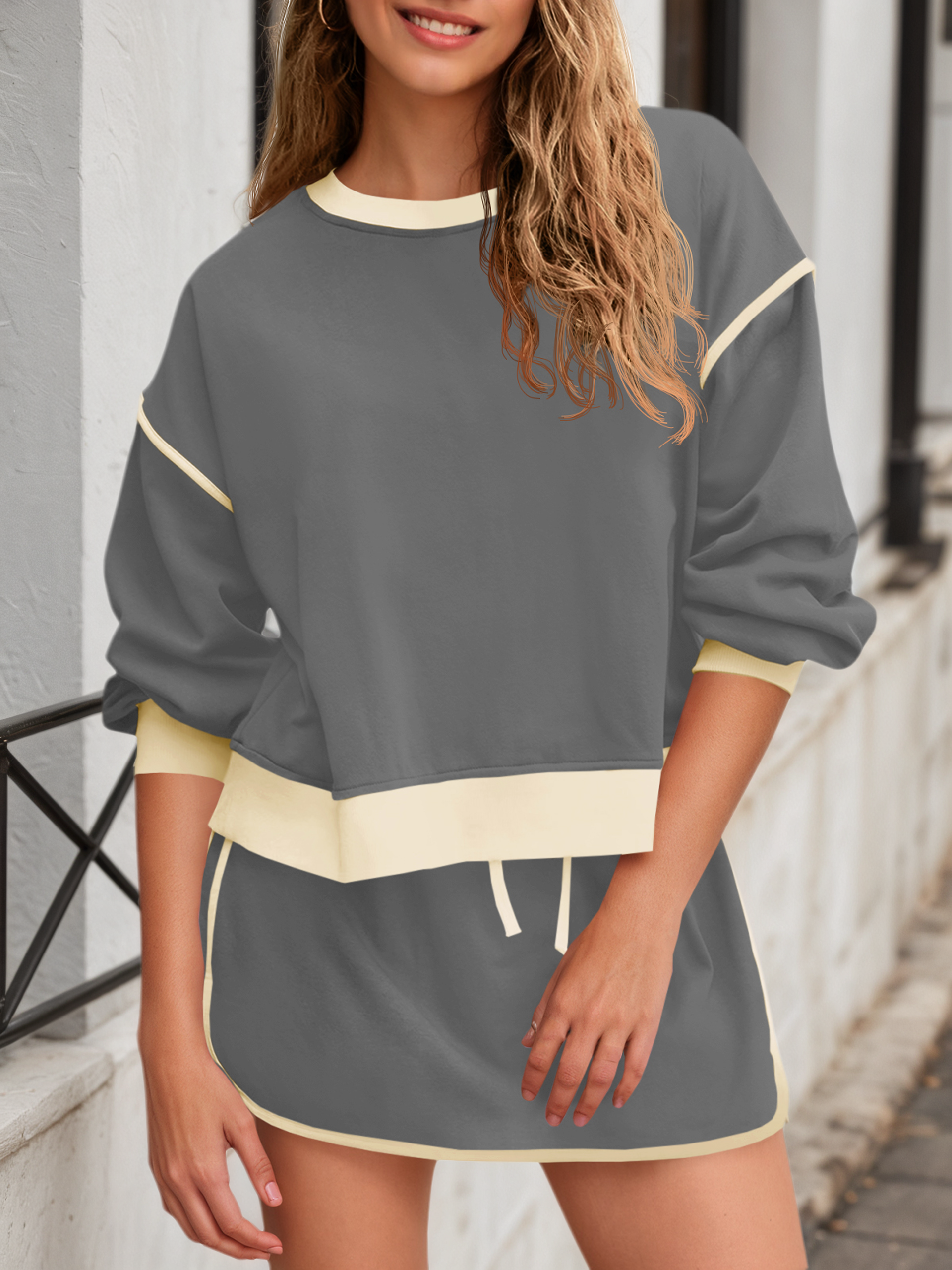 High Waisted Running Skort Skirts Shorts Sets 2 Piece Set