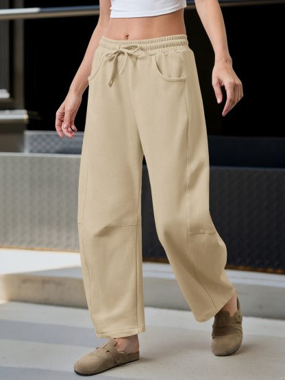 Barrel Leg Elastic Waist Sweatpant