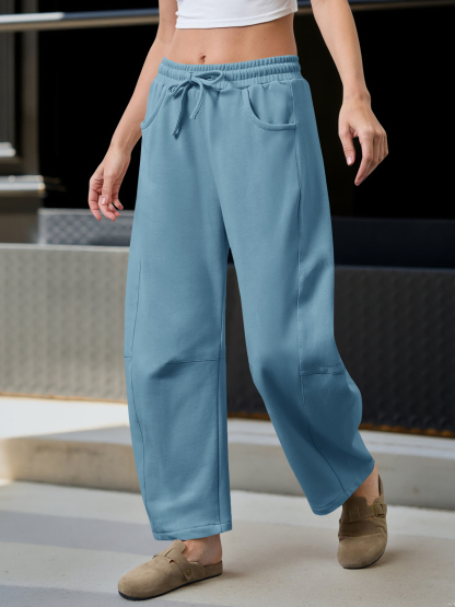 Barrel Leg Elastic Waist Sweatpant