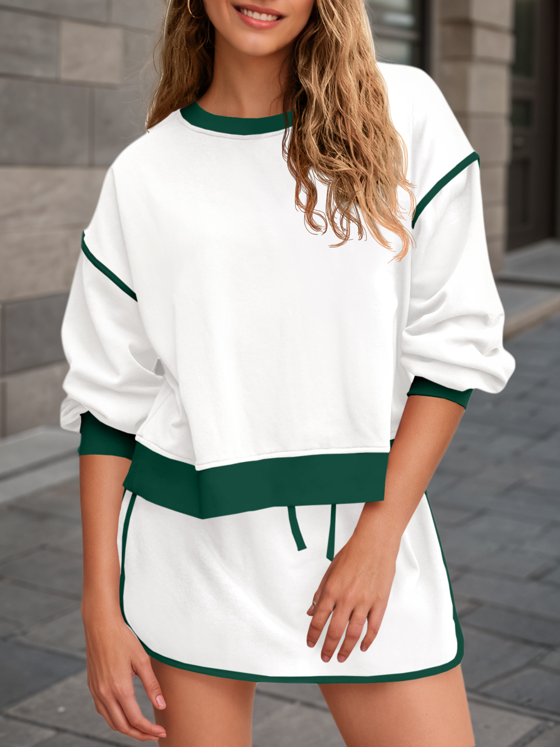 High Waisted Running Skort Skirts Shorts Sets 2 Piece Set