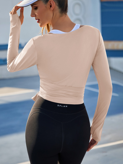 Tie Front Long Sleeve Crop Shrugs