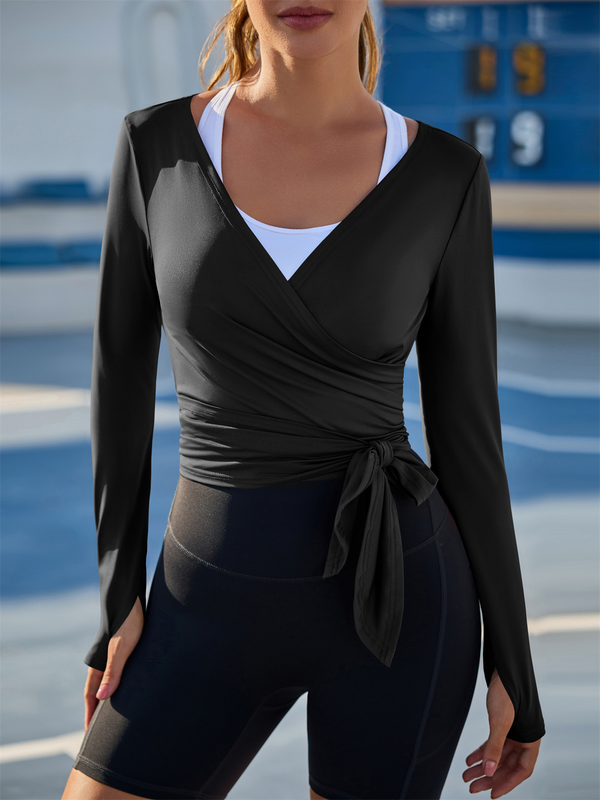 Tie Front Long Sleeve Crop Shrugs
