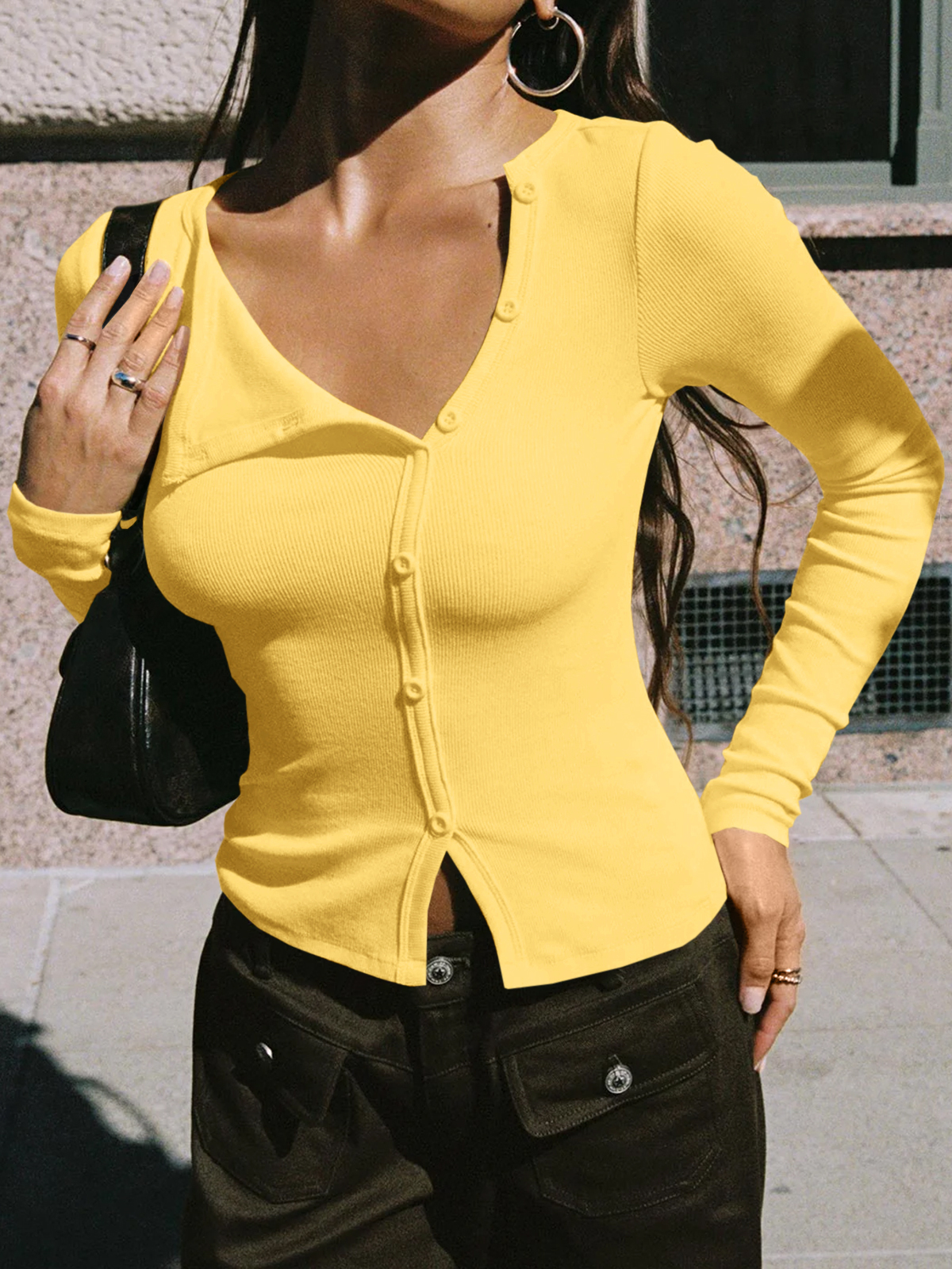 Button Down Shirts Going Out Crop Tops