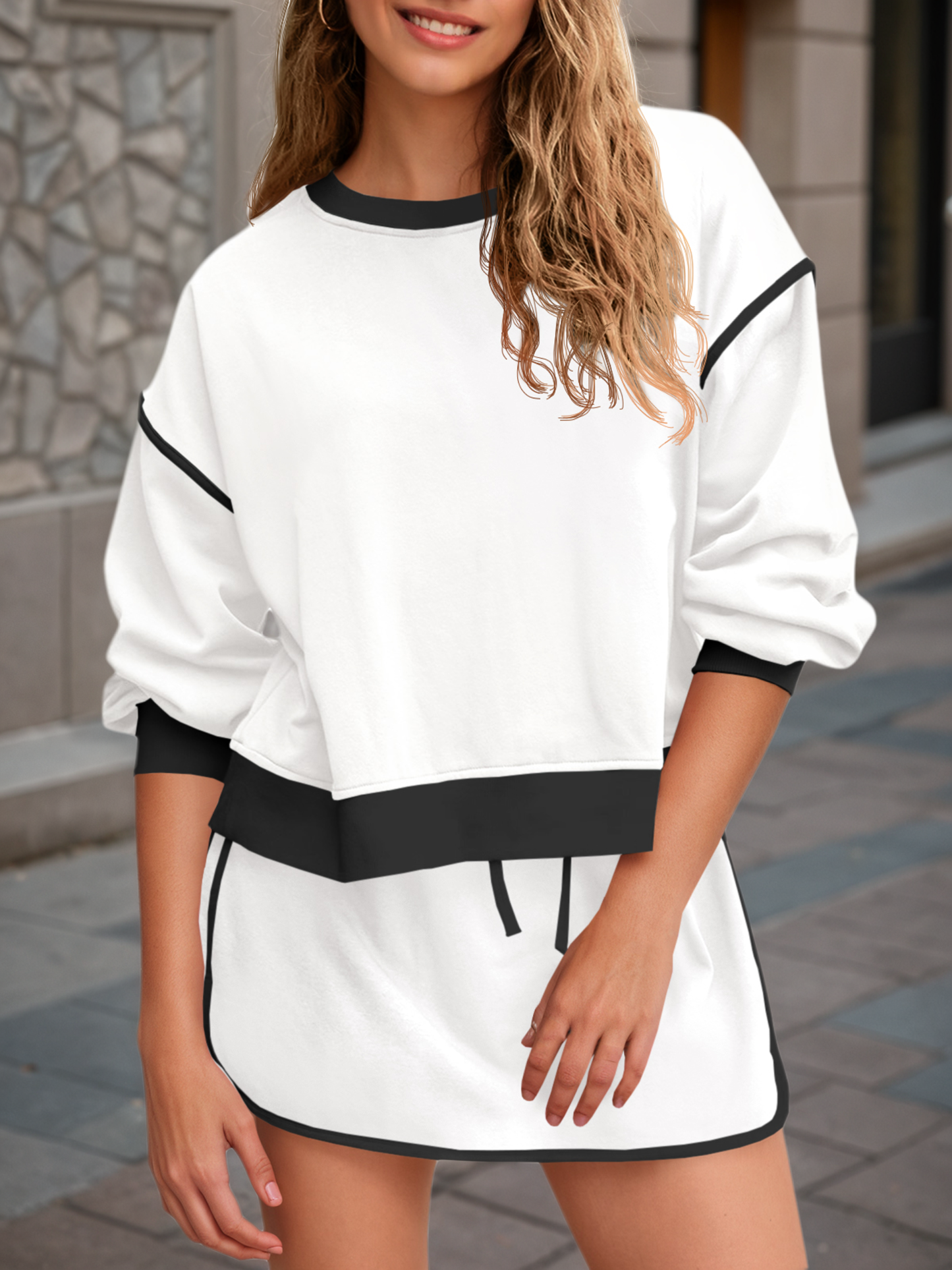 High Waisted Running Skort Skirts Shorts Sets 2 Piece Set