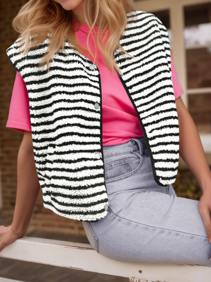 Open Front Fuzzy Fleece Vest