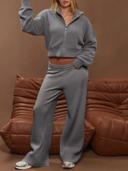 Collared Long Sleeve Zip Up Sweatshirts Jackets