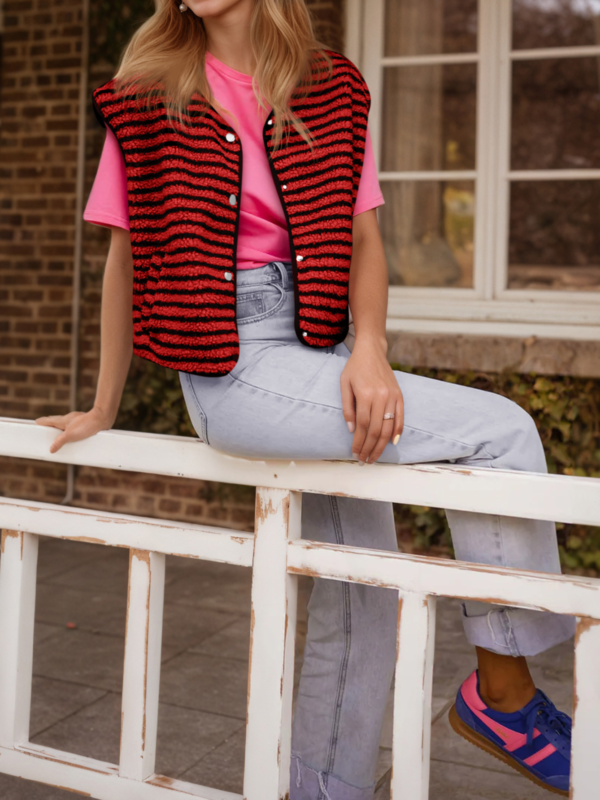 Open Front Fuzzy Fleece Vest