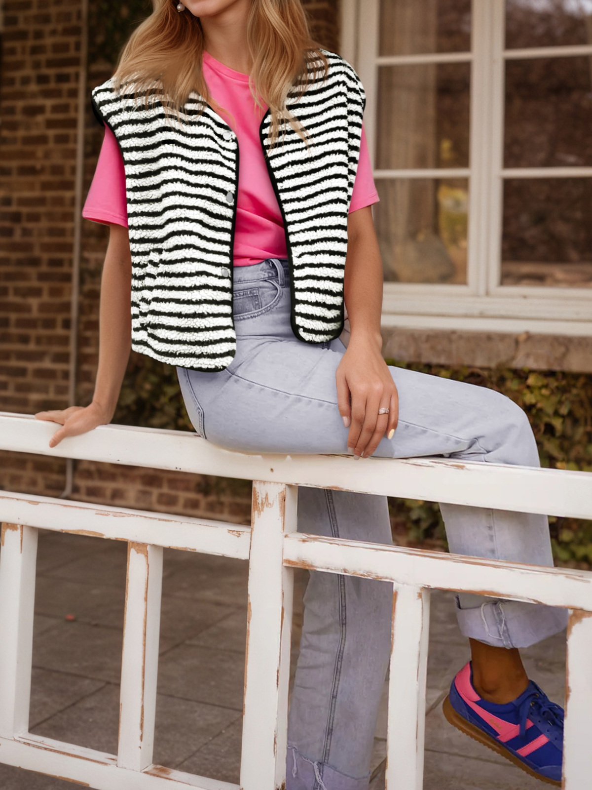 Open Front Fuzzy Fleece Vest