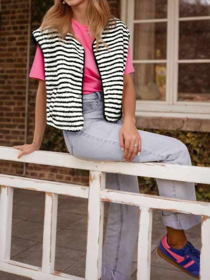 Open Front Fuzzy Fleece Vest