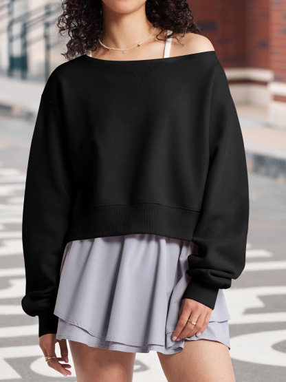 Casual Fall Off The Shoulder Crop Tops