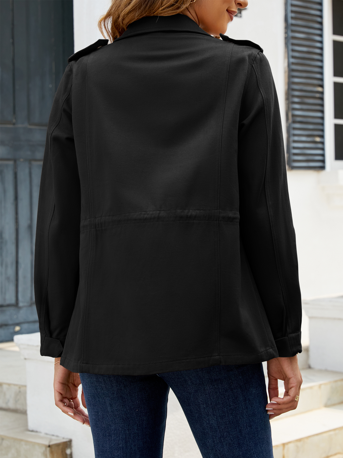 Zip Up Snap Buttons Military Anorak Jackets