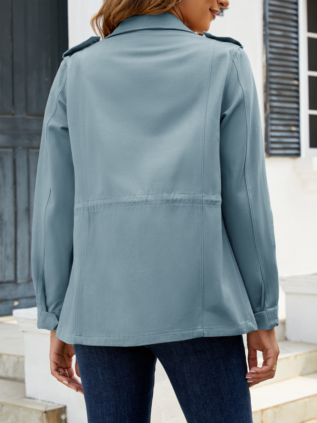 Zip Up Snap Buttons Military Anorak Jackets