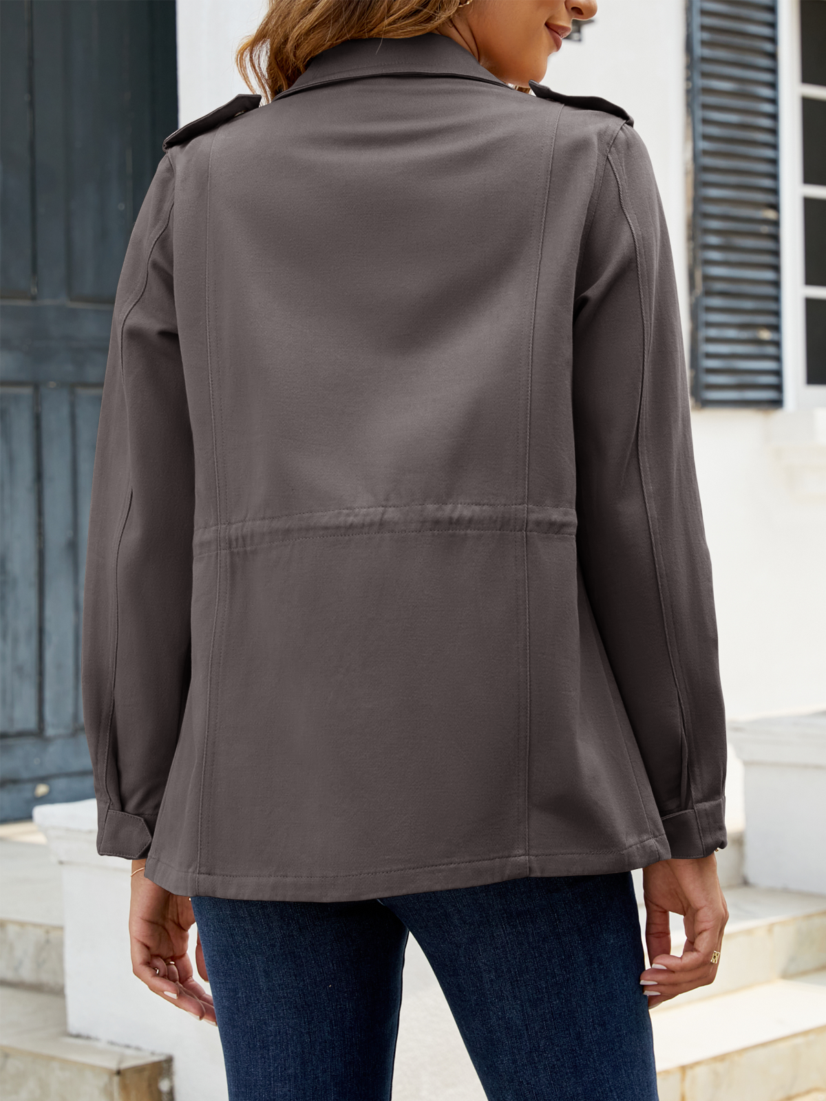 Zip Up Snap Buttons Military Anorak Jackets