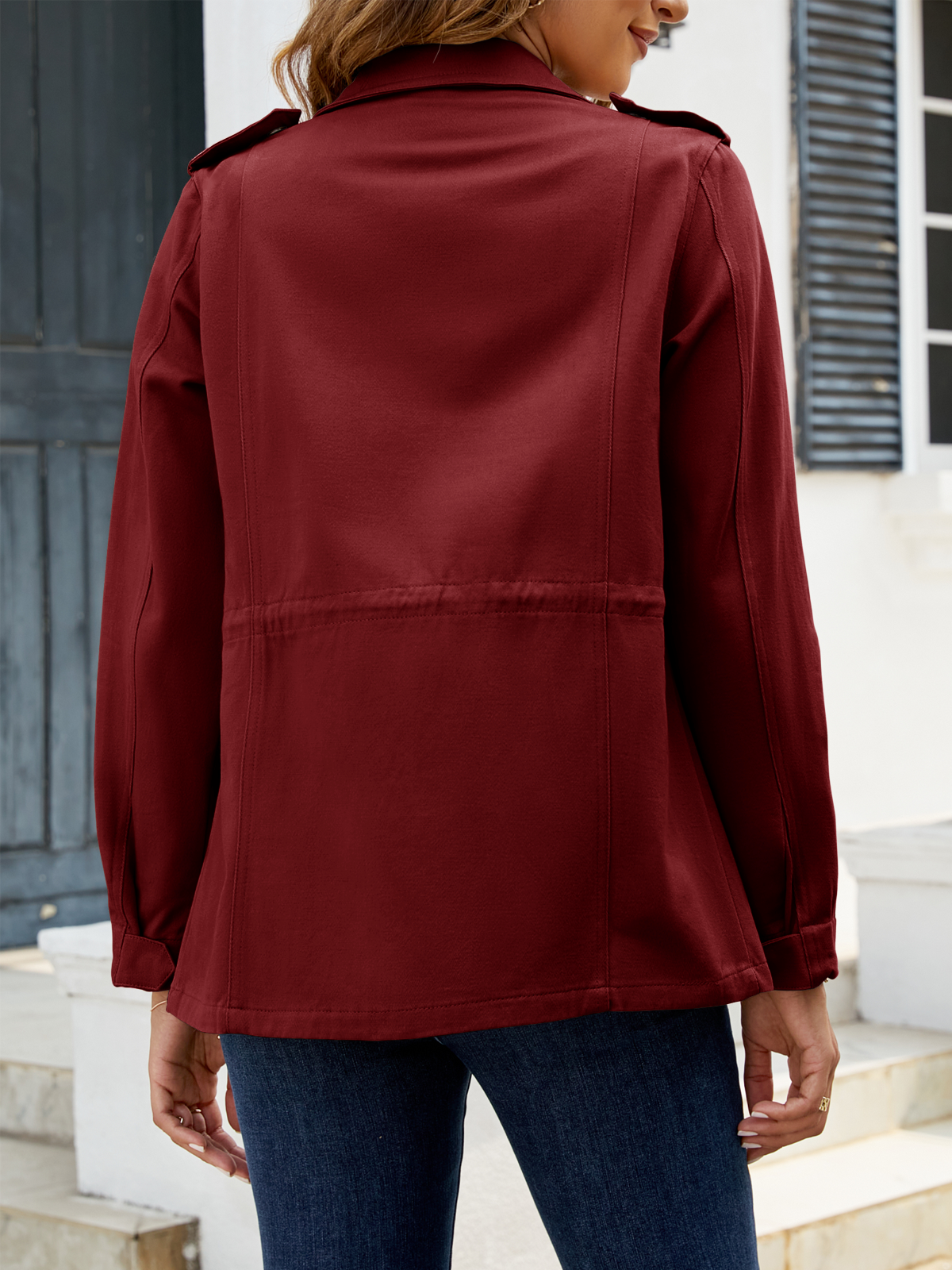 Zip Up Snap Buttons Military Anorak Jackets