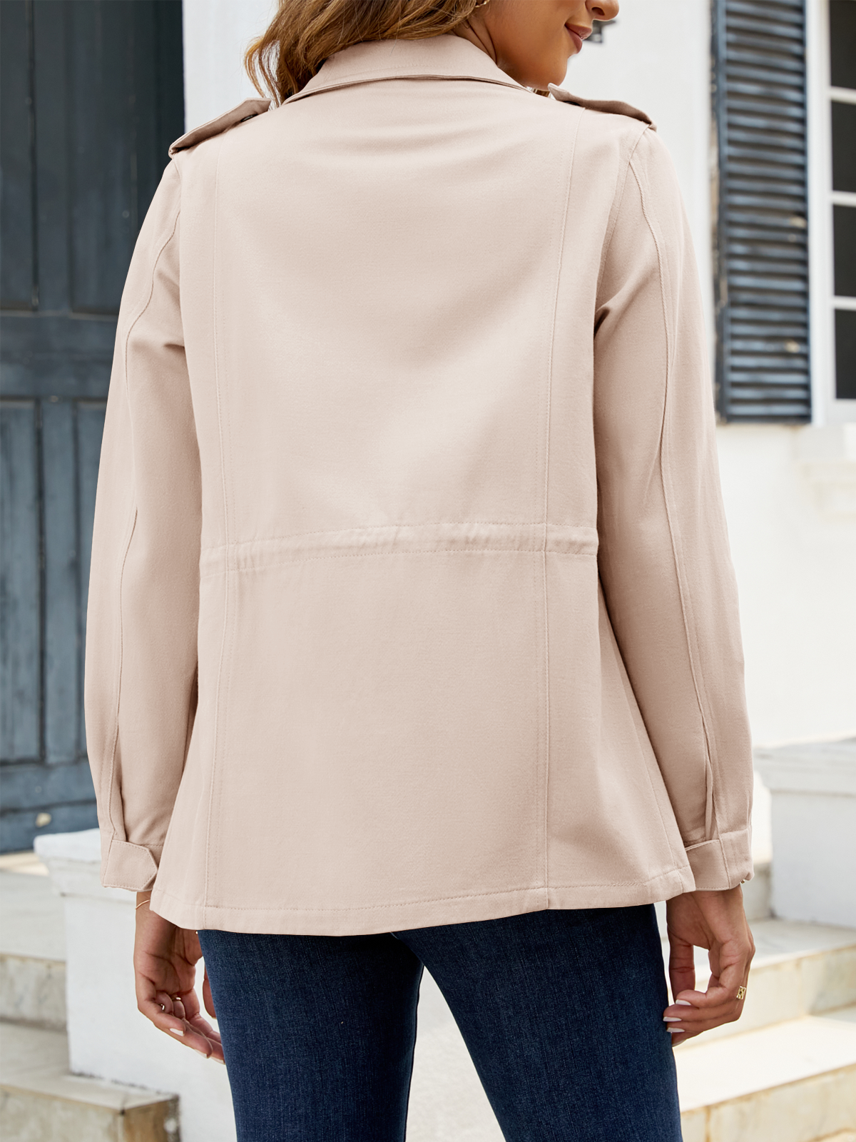 Zip Up Snap Buttons Military Anorak Jackets