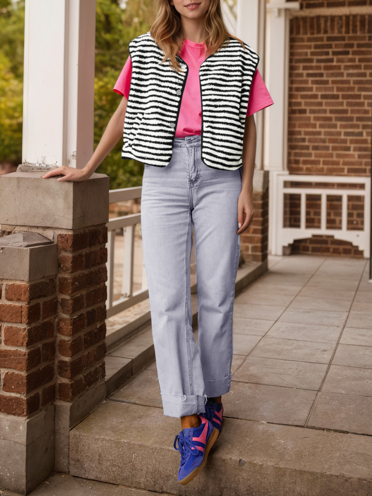 Open Front Fuzzy Fleece Vest