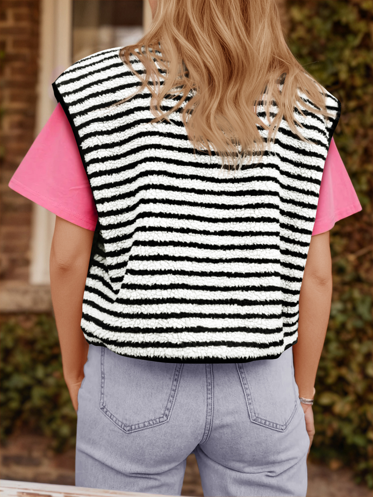 Open Front Fuzzy Fleece Vest