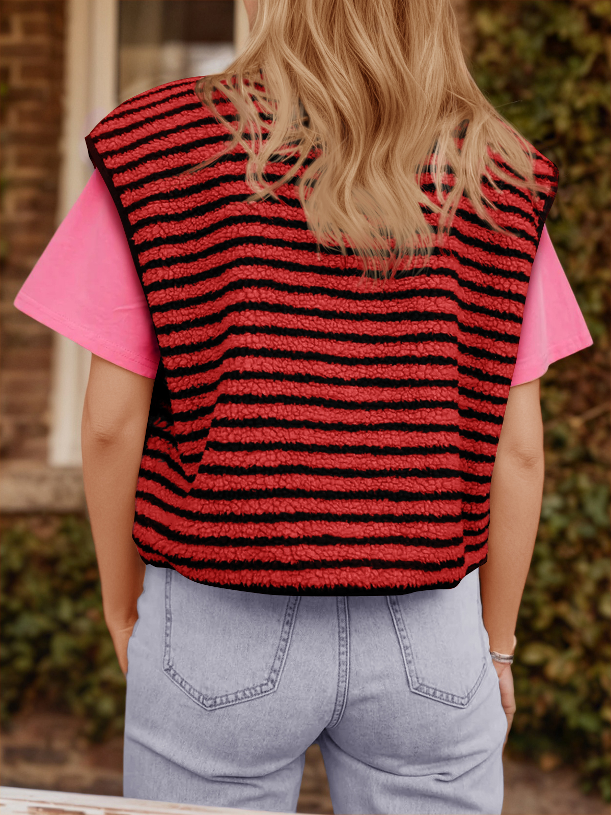 Open Front Fuzzy Fleece Vest