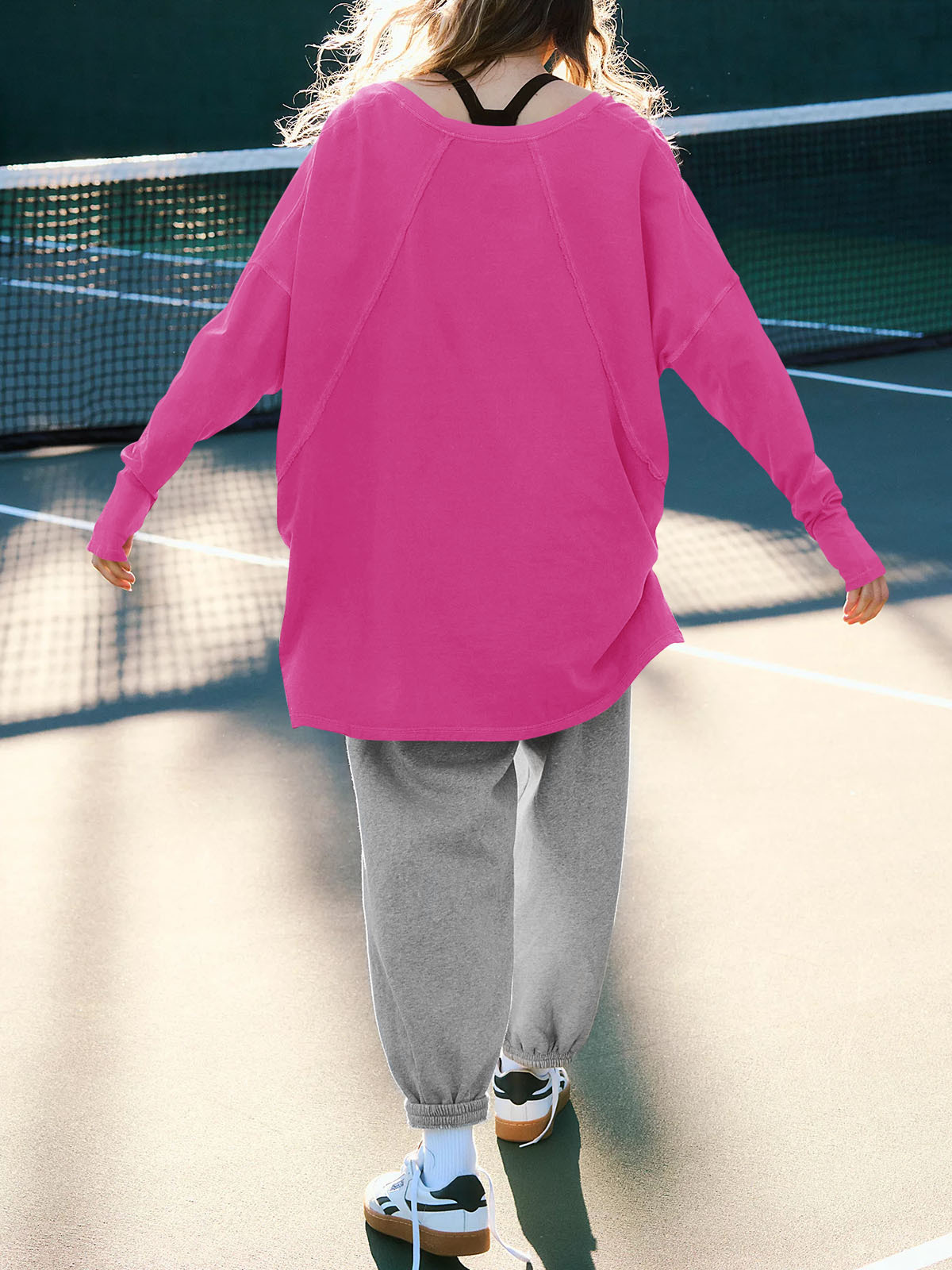 High Low V Neck Oversized Tunic Tops