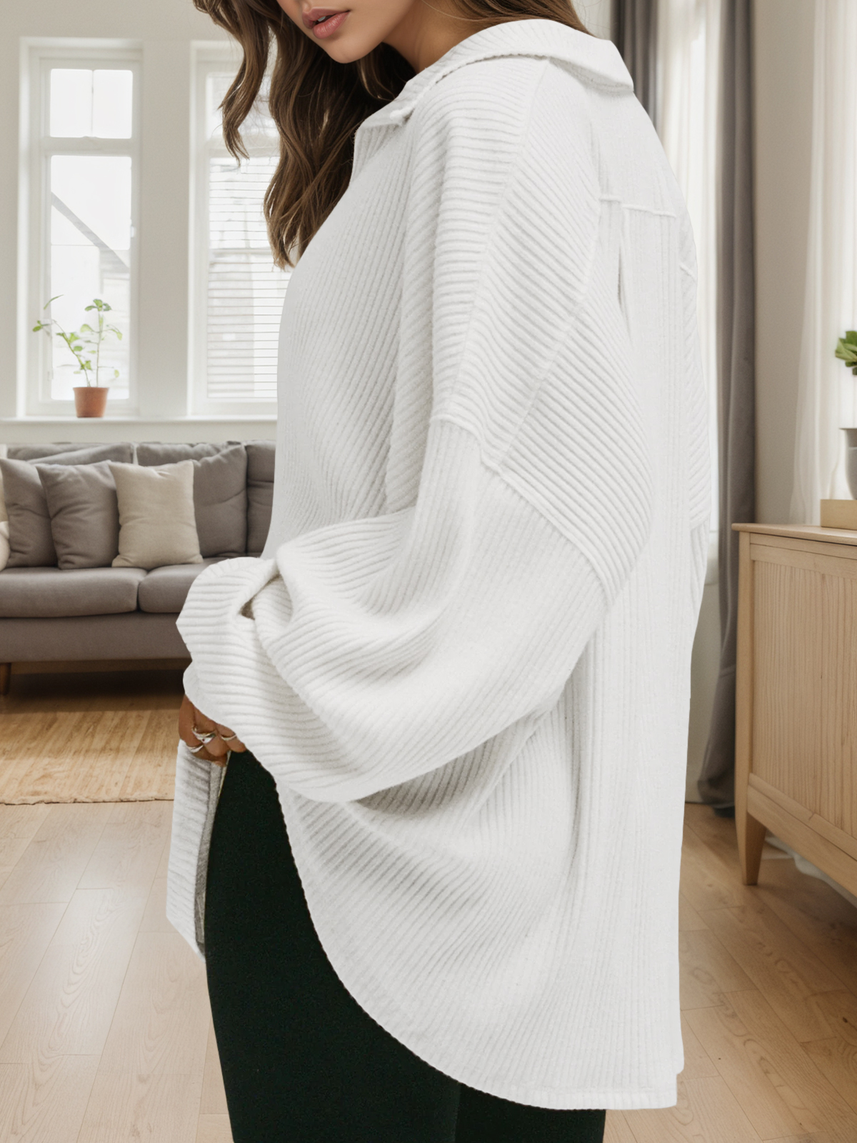 Oversized Deep V Neck Sweatshirts